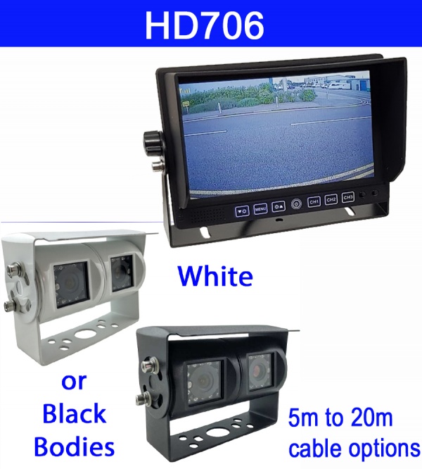 7 inch stand on dash monitor and twin lens reversing camera